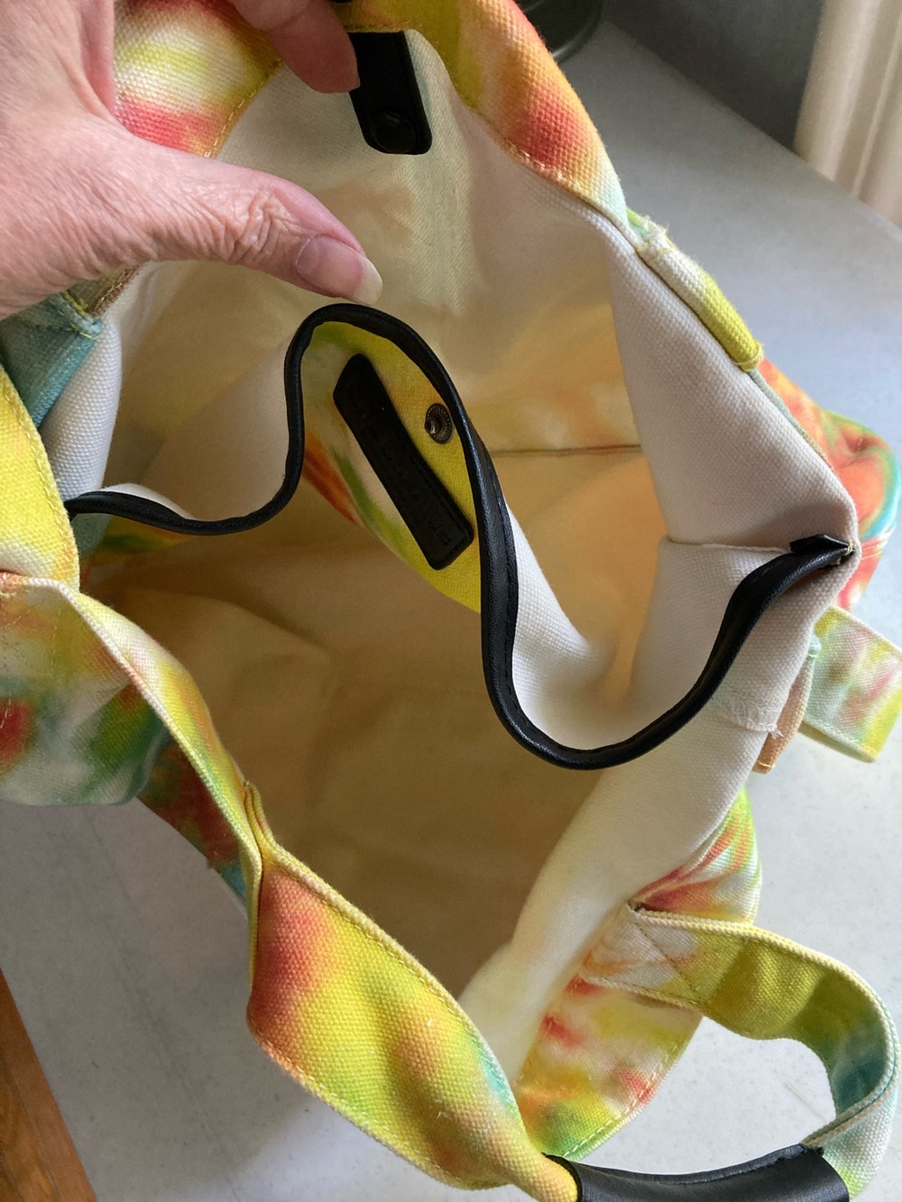 Like Dreams Tie-Dye Canvas Tote Bag in Yellow Multi-Color - Picture 6 of 10